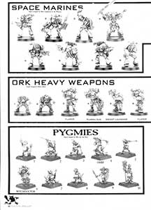  C27 Pygmies / RT101 Space Marines / RT207 Ork Heavy Weapons - White Dwarf 100