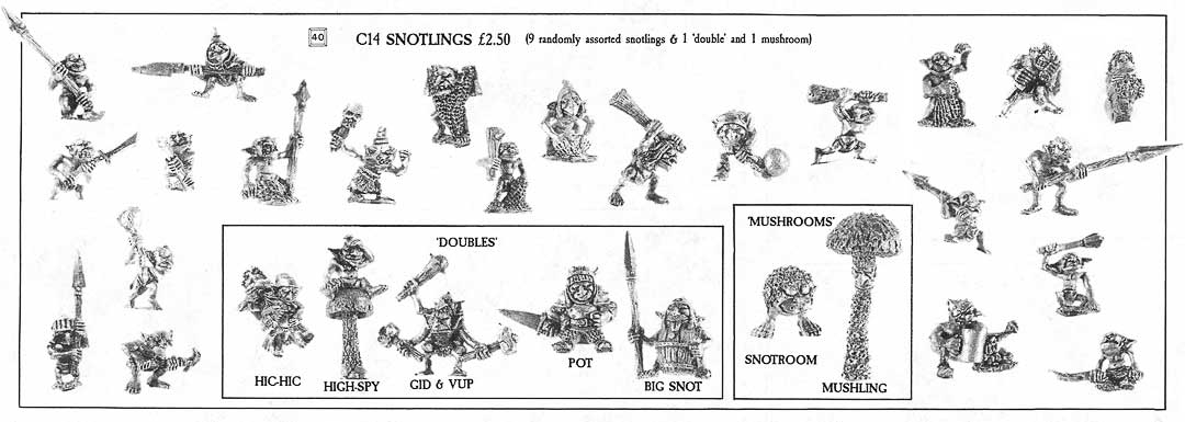 Games Workshop Citadel C14 Snotlings duplica luchadores 1986 Metal Snotling Nuevo 