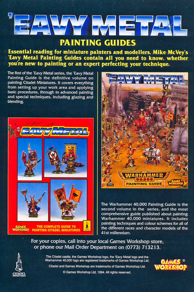 B58 EAVY metal Pittura Guida GamesWorkshop CITTADELLA libro fuori catalogo 1993 WARHAMMER 
