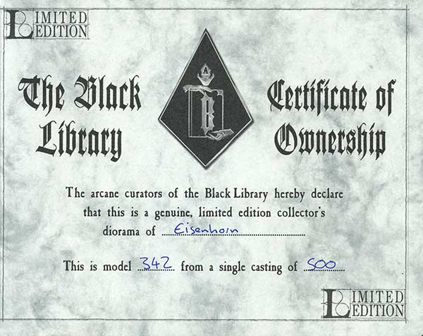Inquisitor Eisenhorn - certificate